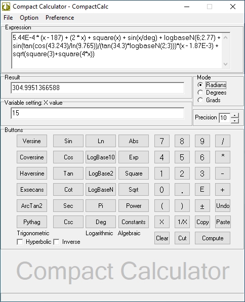 Click to view Compact Calculator - CompactCalc 4.2.7 screenshot